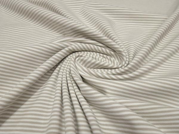 Stoff Baumwolle Jersey mit 2 mm Streifen Nadelstreifen Design sand beige ecrú gestreift Kleiderstoff Kinderstoff