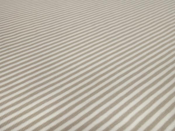 Stoff Baumwolle Jersey mit 2 mm Streifen Nadelstreifen Design sand beige ecrú gestreift Kleiderstoff Kinderstoff