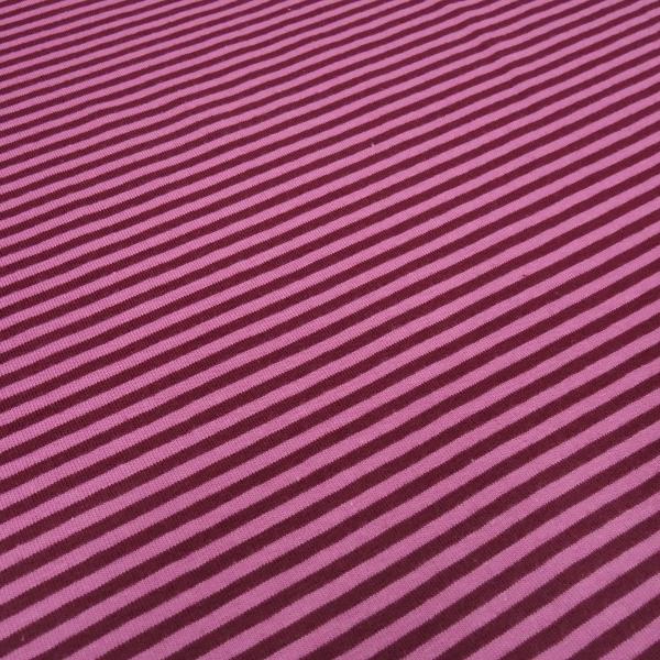 Fabric cotton jersey with 2 mm stripes design pink burgundy striped dress fabric children's fabric