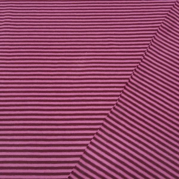Fabric cotton jersey with 2 mm stripes design pink burgundy striped dress fabric children's fabric