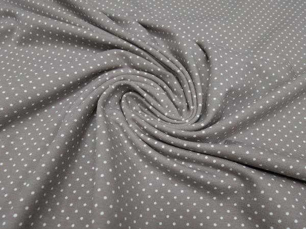 Fabric cotton jersey 2 mm dots design taupé-grey white children's fabric dress fabric