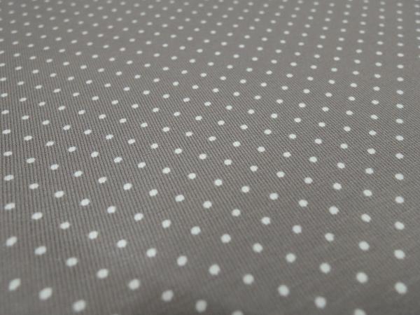 Fabric cotton jersey 2 mm dots design taupé-grey white children's fabric dress fabric