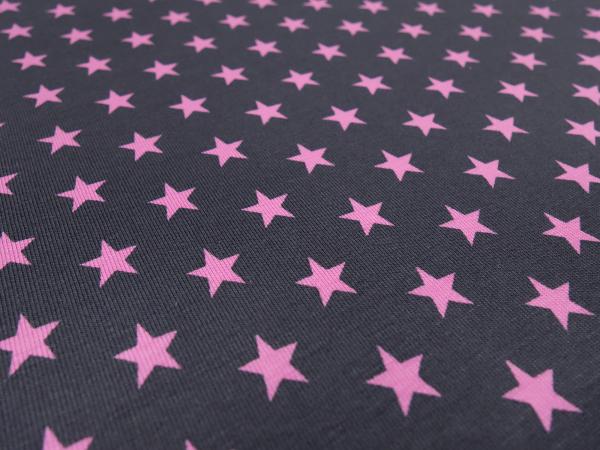 Stoff Baumwolle Jersey mit Sterne Design grau rosa Kinderstoff Kleiderstoff