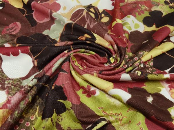 Fabric viscose jersey with flowers abstract design white lilac lavender gray dress fabric - Kopie - Kopie - Kopie - Kopie