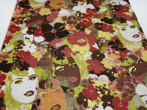 Fabric viscose jersey with flowers abstract design white lilac lavender gray dress fabric - Kopie - Kopie - Kopie - Kopie
