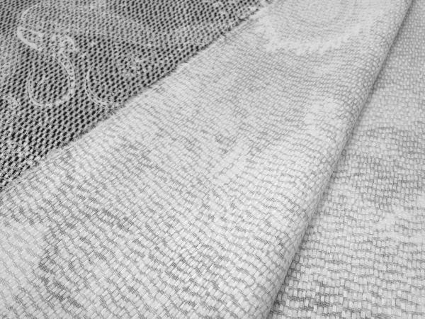 Stoff Stretch Baumwolle Piqué Paisley Design weiß schwarz grau Kleiderstoff