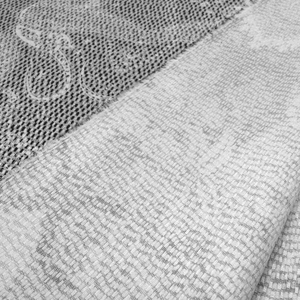Stoff Stretch Baumwolle Piqué Paisley Design weiß schwarz grau Kleiderstoff