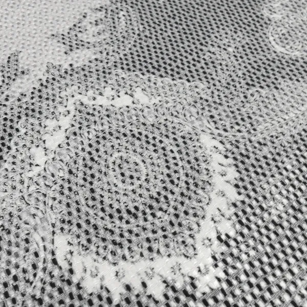 Stoff Stretch Baumwolle Piqué Paisley Design weiß schwarz grau Kleiderstoff