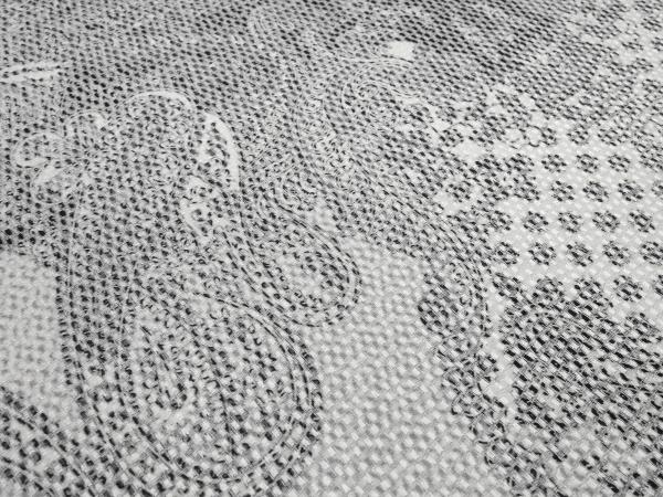 Stoff Stretch Baumwolle Piqué Paisley Design weiß schwarz grau Kleiderstoff