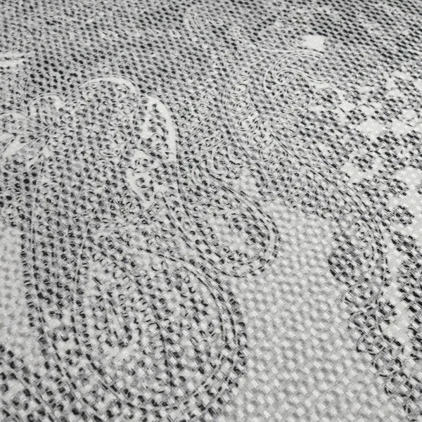 Stoff Stretch Baumwolle Piqué Paisley Design weiß schwarz grau Kleiderstoff