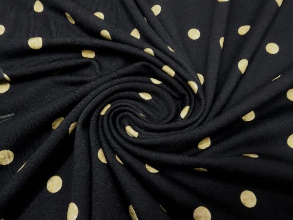 Stoff Viskose Jersey Stoffpanel 79 cm Punkte Blumen Design schwarz beige grau bunt Kleiderstoff