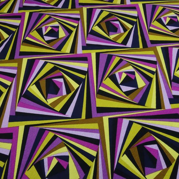 Stoff Viskose Jersey abstraktes retro Design geometrische Muster lila flieder kiwi grün blau bunt Kleiderstoff Kinderstoff