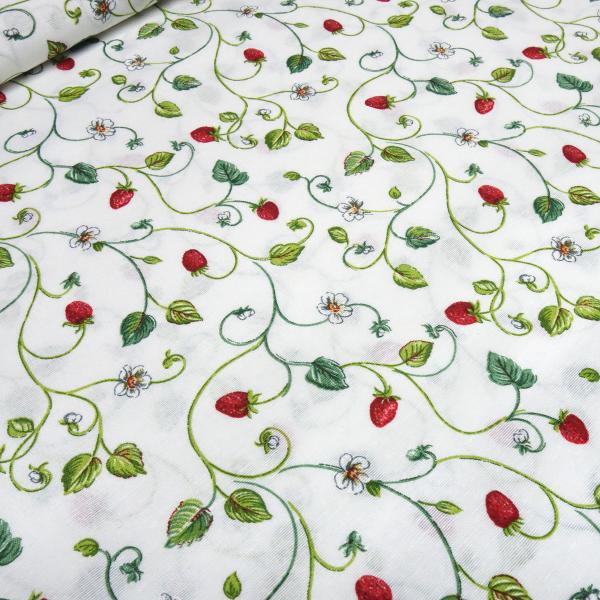 Fabric decoration fabric strawberries tendrils design white green red pocket fabric tablecloth fabric patchwork fabric cushion cover fabric