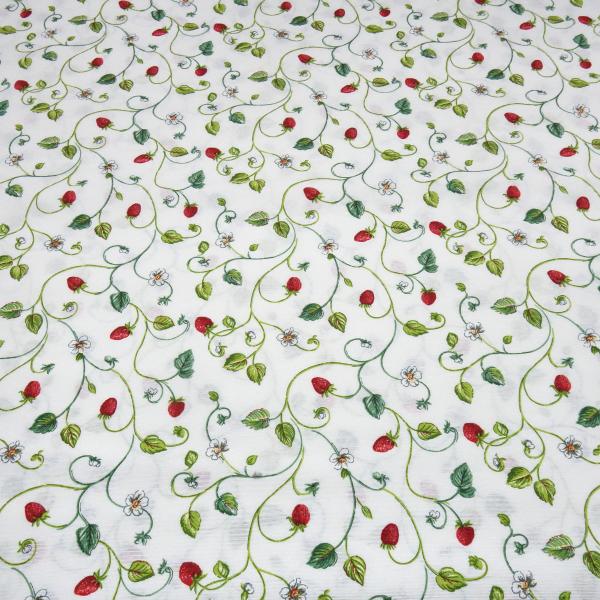 Fabric decoration fabric strawberries tendrils design white green red pocket fabric tablecloth fabric patchwork fabric cushion cover fabric