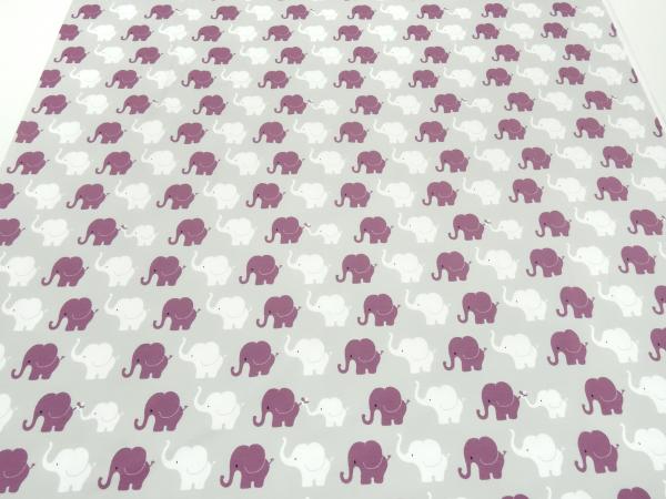 Stoff Baumwolle Jersey Elefanten Parade Design hellgrau weiß beere Kinderstoff Kleiderstoff