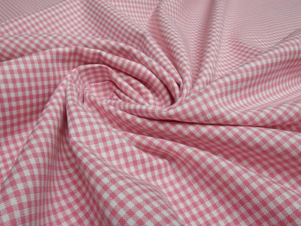 Stoff Baumwolle 2 mm Zefir Karo rosa weiß kariert Kleiderstoff Kinderstoff Dekostoff