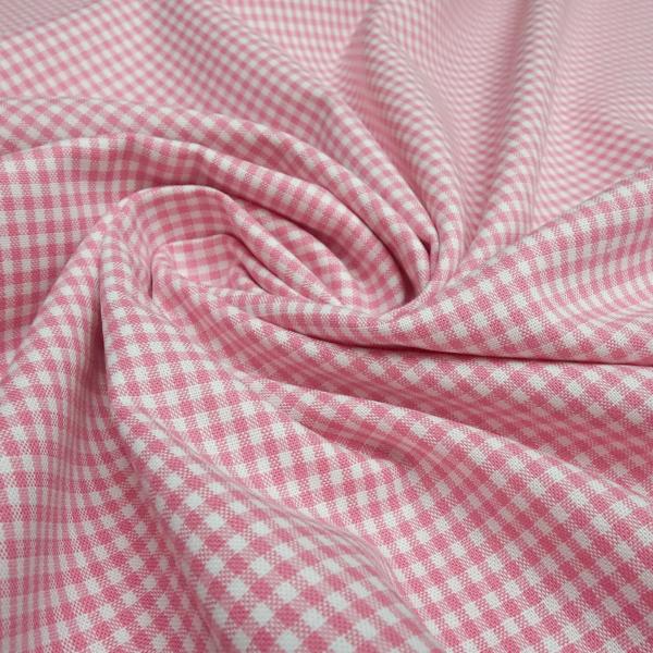 Stoff Baumwolle 2 mm Zefir Karo rosa weiß kariert Kleiderstoff Kinderstoff Dekostoff