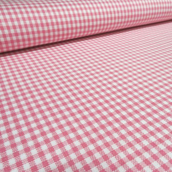 Stoff Baumwolle 2 mm Zefir Karo rosa weiß kariert Kleiderstoff Kinderstoff Dekostoff