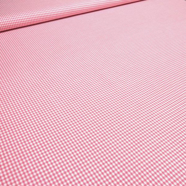 Stoff Baumwolle 2 mm Zefir Karo rosa weiß kariert Kleiderstoff Kinderstoff Dekostoff