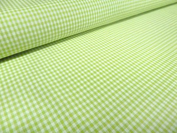Stoff Baumwolle 2 mm Zefir Karo grün weiß kariert Kleiderstoff Dekostoff Blusenstoff
