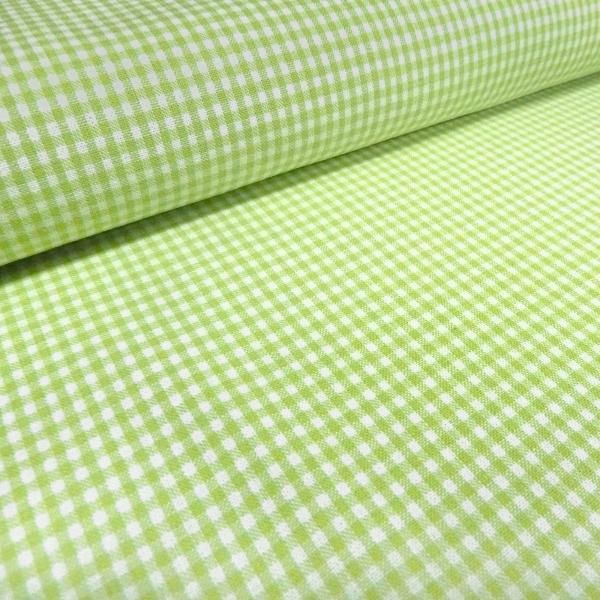Stoff Baumwolle 2 mm Zefir Karo grün weiß kariert Kleiderstoff Dekostoff Blusenstoff