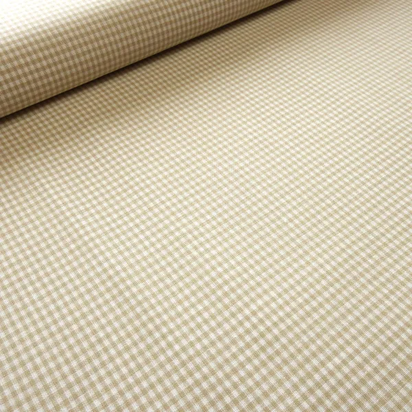 Stoff Baumwolle Zefir Karo 2 mm beige weiß kariert Kleiderstoff Dekostoff Blusenstoff Trachtenstoff