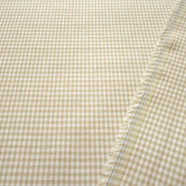 Stoff Baumwolle Zefir Karo 2 mm beige weiß kariert Kleiderstoff Dekostoff Blusenstoff Trachtenstoff