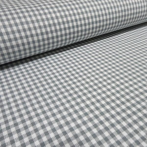 Stoff Baumwolle 2 mm Zefir Karo weiß hellgrau kariert Kleiderstoff Blusenstoff Dekostoff