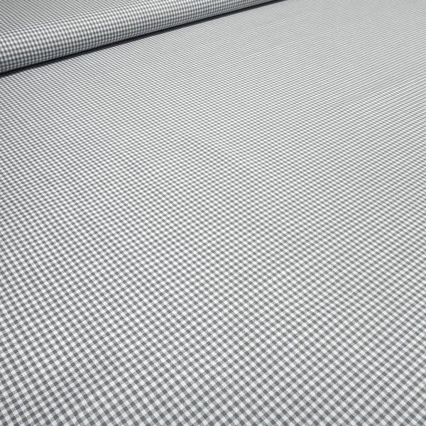 Stoff Baumwolle 2 mm Zefir Karo weiß hellgrau kariert Kleiderstoff Blusenstoff Dekostoff