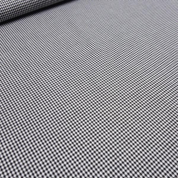 Stoff Baumwolle Zefir Karo 2 mm in schwarz weiß Kleiderstoff Dekostoff Blusenstoff