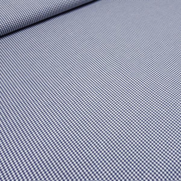 Stoff Baumwolle Zefir Karo 2 mm in dunkel blau weiß kariert Kleiderstoff Busenstoff Dekostoff