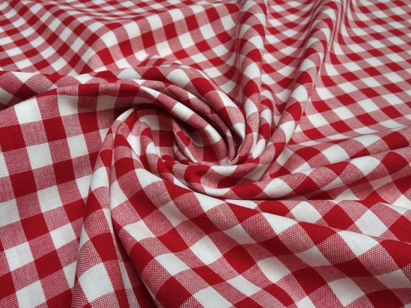 Stoff 100% Baumwolle Zefir Karo 1 cm rot weiß kariert Kleiderstoff Dekostoff Blusenstoff