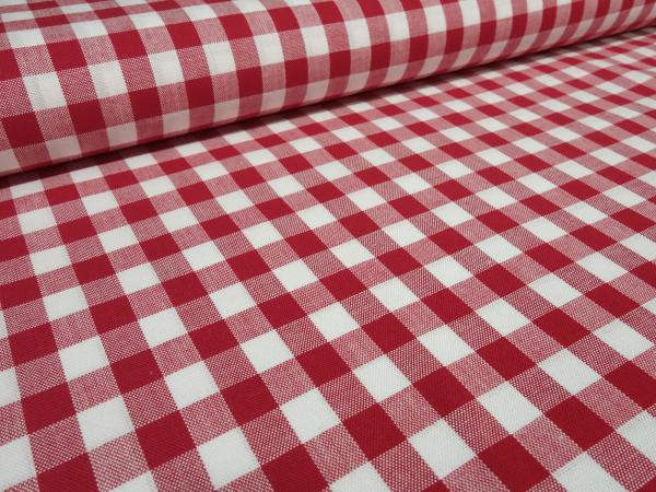 Stoff 100% Baumwolle Zefir Karo 1 cm rot weiß kariert Kleiderstoff Dekostoff Blusenstoff