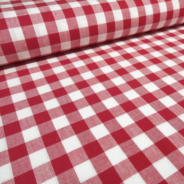 Stoff 100% Baumwolle Zefir Karo 1 cm rot weiß kariert Kleiderstoff Dekostoff Blusenstoff
