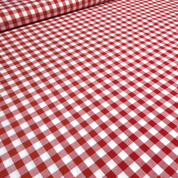 Stoff 100% Baumwolle Zefir Karo 1 cm rot weiß kariert Kleiderstoff Dekostoff Blusenstoff