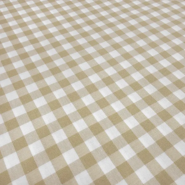 Stoff Baumwolle Zefir Karo 1 cm beige weiß kariert Kleiderstoff Dekostoff Blusenstoff