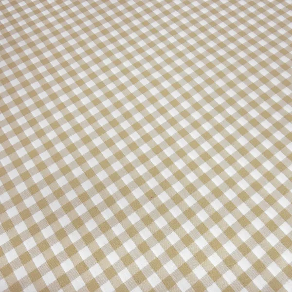 Stoff Baumwolle Zefir Karo 1 cm beige weiß kariert Kleiderstoff Dekostoff Blusenstoff