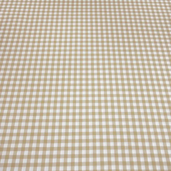 Stoff Baumwolle Zefir Karo 1 cm beige weiß kariert Kleiderstoff Dekostoff Blusenstoff