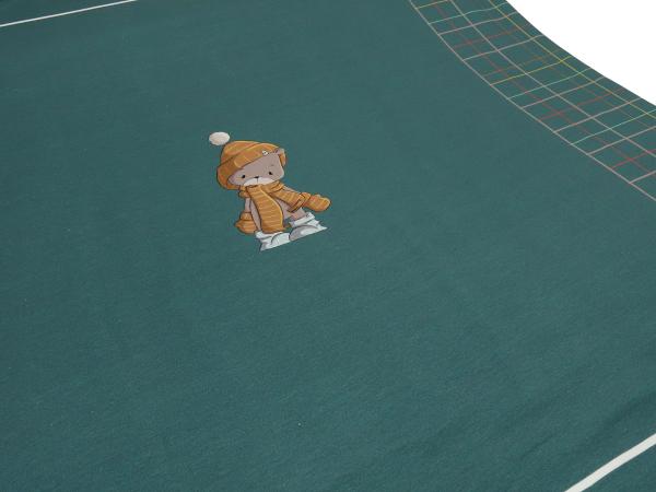 Fabric cotton jersey panel 68 cm x 146 cm winter bear bear check design green brown gray colorful children's fabric dress fabric