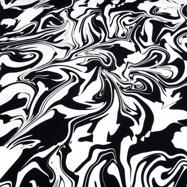 Fabric cotton jersey abstract marbling design black white dress fabric children's fabric