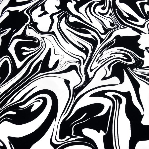 Fabric cotton jersey abstract marbling design black white dress fabric children's fabric
