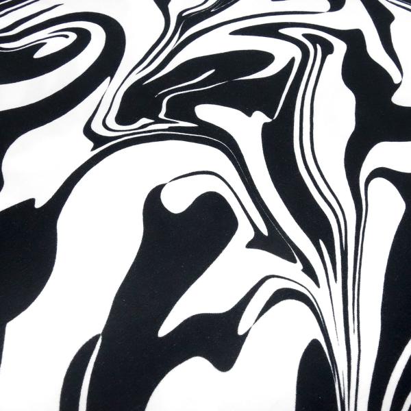 Fabric cotton jersey abstract marbling design black white dress fabric children's fabric