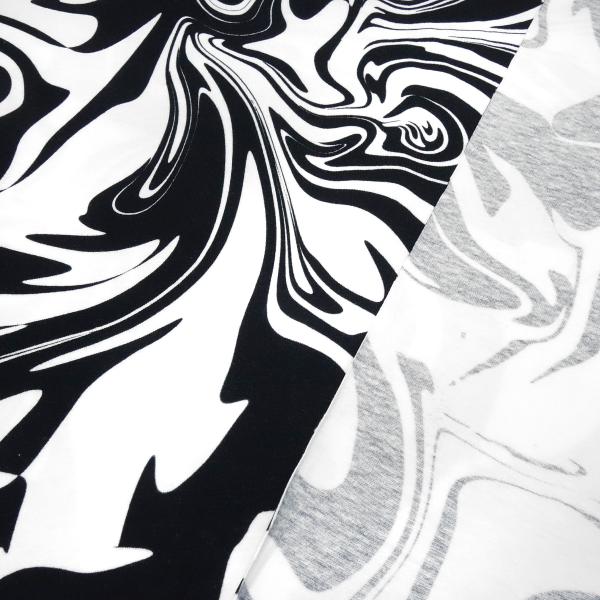 Fabric cotton jersey abstract marbling design black white dress fabric children's fabric