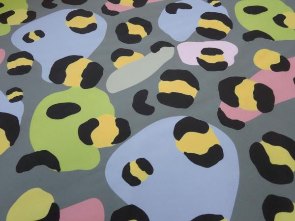 Fabric Softshell Funky Leo Design gray multicolor colorful water repellent jacket fabric coat fabric outdoor fabric