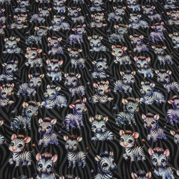 Fabric cotton French Terry sweatshirt fabric Cute zebras design black gray white rainbow colorful dress fabric children's fabric