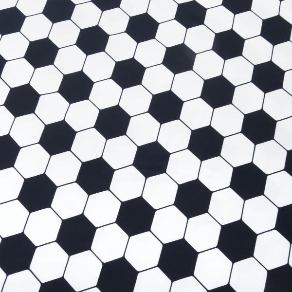 Stoff Baumwolle Jersey Fußball Soccer Design schwarz weiss Kleiderstoff Kinderstoff