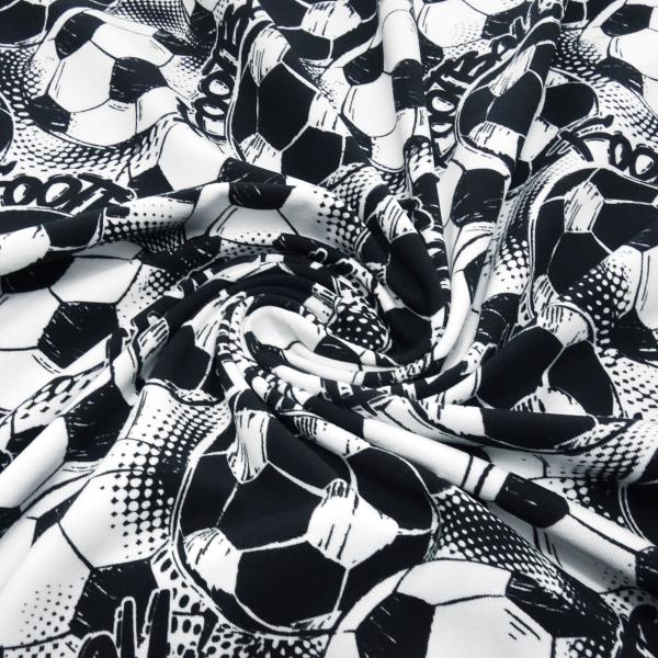 Fabric cotton jersey team football soccer design white black children's fabric dress fabric