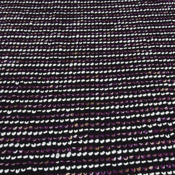 Stoff grober Strickstoff Grobstrick Schlingenstrick Noppen-Optik weiß lila schwarz beige gemustert Kleiderstoff Jackenstoff Mantelstoff