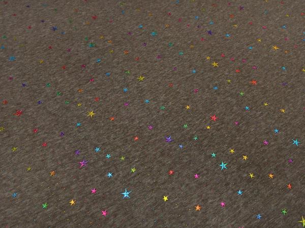 Fabric alpine fleece sweatshirt fabric with glitter stars stars design brown taupé multicolor colorful dress fabric children's fabric hoodie fabric