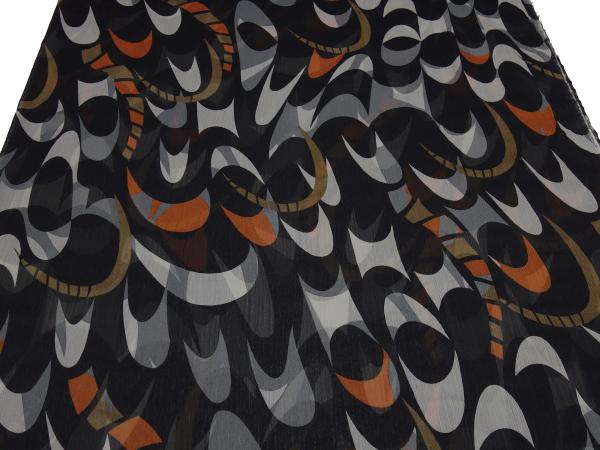 Stoff Chiffon Blusenstoff retro vintage Design schwarz grau terracotta braun Kleiderstoff